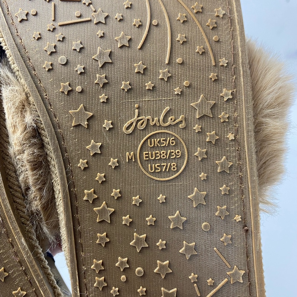 NWT JOULES fluffy "leopard"slippers sz7 - Picture 3 of 4